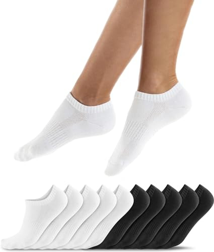 QINCAO Calcetines Cortos para Hombre Mujer 6/10 pack, Algodón Transpirable | Calcetines Cómodos, Transpirables, Absorbentes y Antideslizantes, Ideales para el Tiempo Libre, Correr y Practicar Deporte