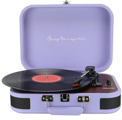 PRIXTON Giradischi in Vinile Vintage VC600, Lettore e convertitore di vinile tramite Bluetooth e USB, 2 altoparlanti incorporati, Colore Lilla