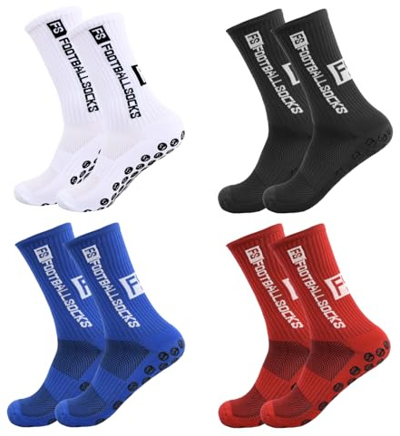 Azonelife 4 Pares Calcetines Futbol Antideslizantes con Agarres, 39-46 Calcetines Deportivos Transpirables Elásticos de Compresión para Correr Al Aire Libre Calcetines Deporte Fútbol Hombrede Cojín