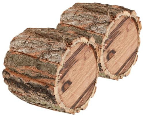 HANABASS 2piezas Macetas De Madera Forma De Tocón Decoración Rústica para Jardín Oficina y Contenedor para Plantas y Flores Diseño y Funcional