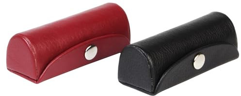 SWACRAFT Set of 2 Leather Lipstick Case Holder for Women Girls - Bag Organizer Purse | Marron and Black Lipstick Holder with Mirror
