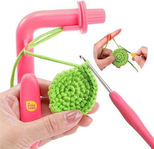 Crochet Holder for Beginners, Crochets Helper to Learn How to Crochet and Make Magic Rings 3 in 1 Magic Rings Tool, Yarn Tension Regulator and Yarn Guide Tool, Crochet Tool for Beginners (Pink)