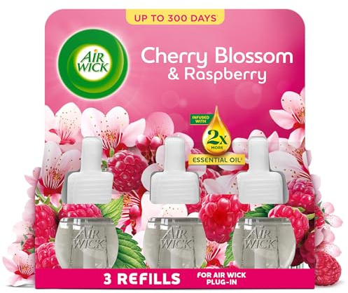 Air Wick Cherry Blossom & Raspberry Liquid Electrical Triple Refill 19ml, Lasts for up to 100 days per refill, Air Freshener