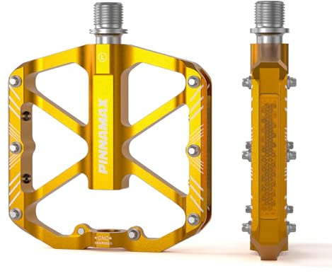 PINNAMX - Pedali per mountain bike, in alluminio CNC, antiscivolo, con riflettenti, 3 cuscinetti sigillati, pedale piatto da 9/16, per bici da corsa, mountain bike, Gravel Bike