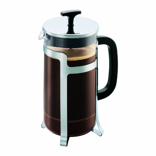 Bodum JESPER Kaffeebereiter (French Press System, Verchromter Edelstahlrahmen, 1,0 liters) glänzend