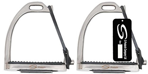 PEACOCK SAFETY IRONS FILLIS HORSE RIDING EQUESTRIAN STEEL STIRRUPS BLACK TREADS (5.0