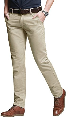 Match Men's Slim Tapered Stretchy Casual Pant (34W x 31L, 8060 Khaki)