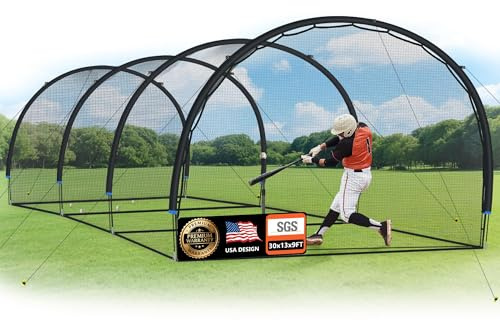 ORIENGEAR Baseball Batting Cage Baseball and Softbal Batting Cages for Backyard, Hitting Training Equipment, Backyard Hitting and Pitching Practice Net, 30 x 13 x 9 ft