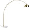 Qazqa - Modern Bogenleuchte I Bogenlampe I Lampe I Leuchte Messing mit weißem Marmorsockel verstellbar - XXL I Wohnzimmer I Schlafzimmer - Stahl Länglich - LED geeignet E27