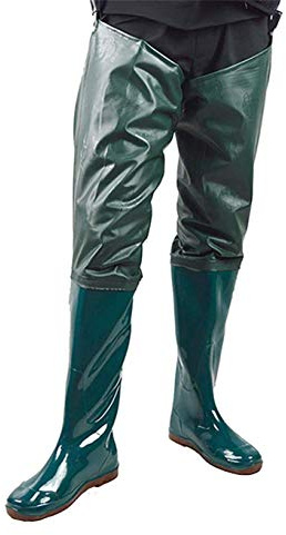 QTDZ Bottes Pêche Hauteur 80 Cm, Pied Botte Respirant Imperméable Extérieur, Chaussures d'eau Légères Polyvalentes PVC/Nylon À 2 Couches avec Semelle Caoutchouc Résistante À l'usure,Vert,42 EU