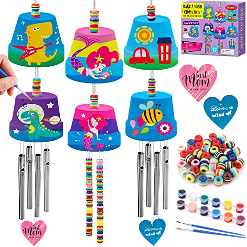 vamei Bastelset Windspiel Basteln Malset für Kinder Windspiel Kreativ Set DIY Malen Handarbeit Geschenk Mädchen Kinder Bastelset Kinder ab 6 Jahre