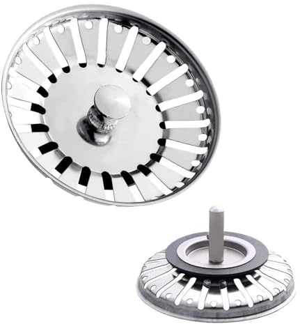 OcioDual Tappo Filtro per Scarico Lavello Diametro 83 mm Cestello di Scarico del Filtro di Scarico in Acciaio Inox per Lavelli