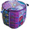 PUSHPACRAFTS Ottoman Pouf Indian Bohemian Style Interior Decor Fußhocker Bodenkissen Indian Embroidered Pouf Pouf Patchwork Chair Purple