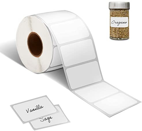 MERRIMEN Blank White Labels Stickers Roll of 500pcs - 89 x 36 mm | Self Adhesive Address Labels on a Roll, Plain Mailing Postage Stickers | Multipurpose for Labelling Envelopes, Parcels, Boxes & More