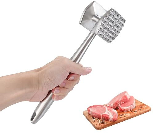 YOUNTHYE Inteneritore per Carne 26cm Inteneritore per Carne in Acciaio Inossidabile, Inteneritore per Schnitzel Reversibile, Martello per Carne Robusto e Durevole per Bistecche, Pollo, Manzo, Maiale