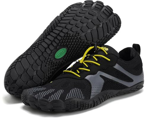 SAGUARO Barfotaskor herr dam utomhus sport träningsskor spårskor storlek 35–48, Kolsvart, 46 EU