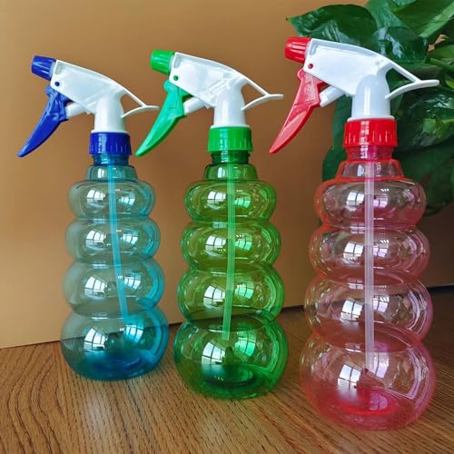 Diompirux 3 Stücke 500ml Farbe transparent Sprühflasche mit Verstellbare Sprühkopf,Pflanzen Wasserspritze Blumensprüher Sprühflaschen für Hausreinigung,Friseur,Pflanzen,Blumen(Rosa/Grün/Blau)