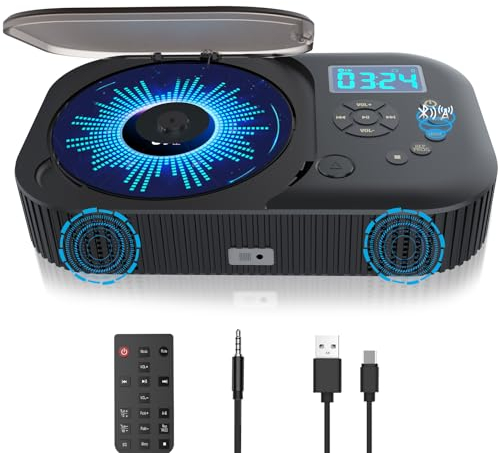 MONODEAL CD Player Tragbar, Tragbarer CD Player mit Zwei Stereo Lautsprechern und Bluetooth & Radio, Wiederaufladbar CD Player Tragbar mit Radio, Discman CD Player, Unterstützung AUX/USB