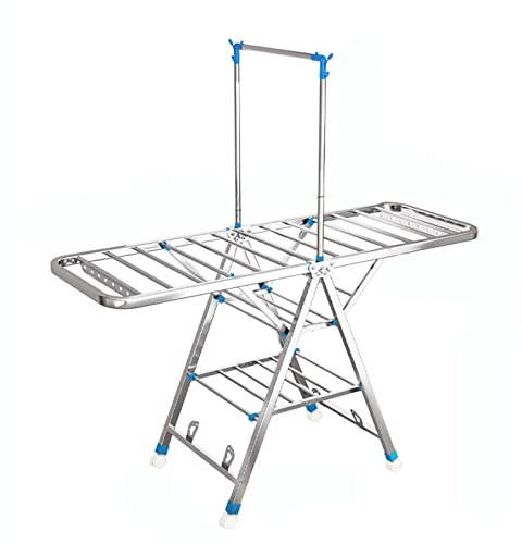 Stendibiancheria pieghevole 180x44x92 cm ad ali di gabbiano per carichi pesanti, stendibiancheria di grande capacità, pieghevole, stendibiancheria pieghevole in acciaio inossidabile, appendiabiti pie