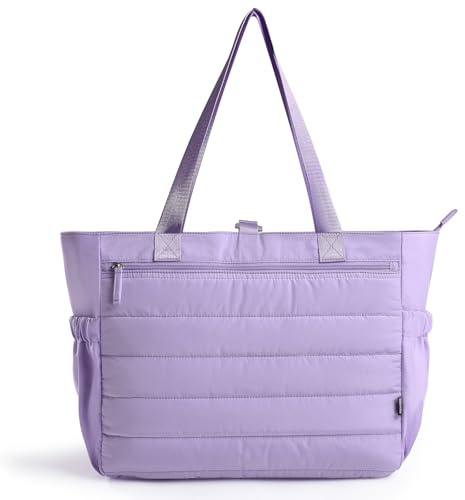 Marvolia Bolsa de mano acolchada para mujer, bolsa de gimnasio acolchada con correa para esterilla de yoga, viajes, trabajo, deportes, yoga, baile, color morado, Púrpura, Talla única