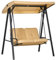 Outsunny Hollywoodschaukel 3-Sitzer Gartenschaukel mit verstellbarem Sonnendach, Schaukelbank belast bis 220kg, Gartenliege für Garten, Terrasse, 138 x 106 x 174 cm, Beige