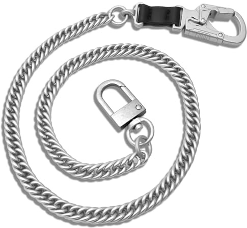 Ahiller 25 Inch Stainless Steel Mens Wallet Chain | Unisex Lightweight Rust Resistant Keychain, Double Lock Anti-Drop Zinc Alloy Carabiner, Punk Style Biker Belt Accessory
