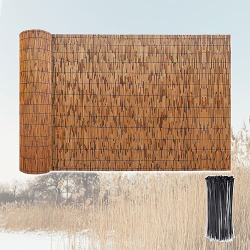 Pantalla de valla de bambú natural 60 cm 90 cm 120 cm barrera de privacidad jardín fácil de instalar valla de bambú exterior para patio casa y piscina (color: carbonizado)