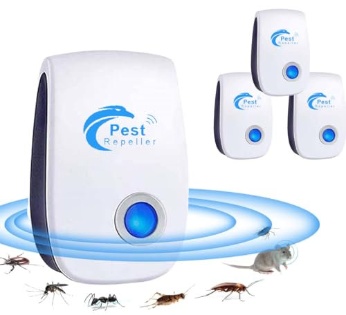 Ultrasonic Pest Repeller, 4 Pack Electronic Mouse Repellent Plug-in Insect Repeller, Rat Repeller Indoor Pest Control for Mice,Rats,Mosquito,Cockroach,Spiders,Flies,Rodent