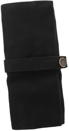 POPETPOP Bolsa Organizadora Para Correas De Reloj De Lona Negra, Estuche Rollo Enrollable Para Almacenamiento 5 Relojes, Portátil Para Viajes, Resistente y Lavable