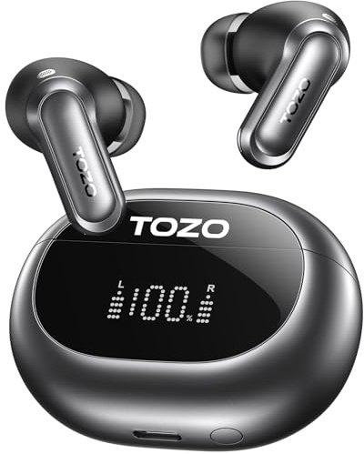 TOZO NC20 Active Noise Cancelling Wireless Earbuds, IPX8 Waterproof Ear Buds, LDAC Hi-Res Sound Stereo Bass, 6 Mics AI Call, Multipoint Pairing, 80H Playtime, Translation Earbuds, Wireless Charging