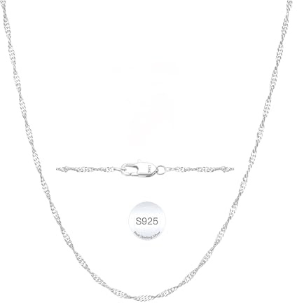 Diorra 925 Sterling Silber Kette, 2mm Silberkette Damen 925 ohne anhänger Goldkette Damen Halskette Schmuck
