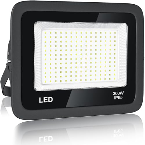 BOSITE Focos LED Exterior 300W, Foco Proyector Led Blanco Fría 6500K, 30000LM Foco LED, IP65 Impermeable Proyector LED exterior para Patio, Terraza, Jardín, Garaje, Naves
