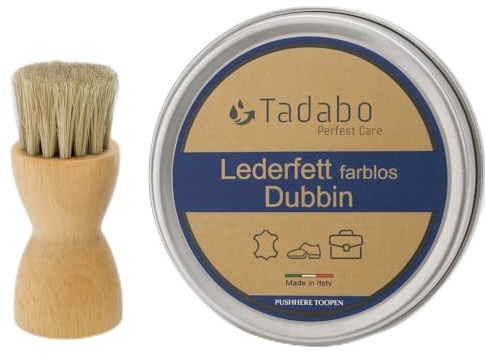 Tadabo Grasso per pelle 100 ml con spazzola – Incolore & Nero – Cura della pelle | Cura delle scarpe | Cura delle scarpe in pelle borse pelle liscia, neutro, Einheitsgröße