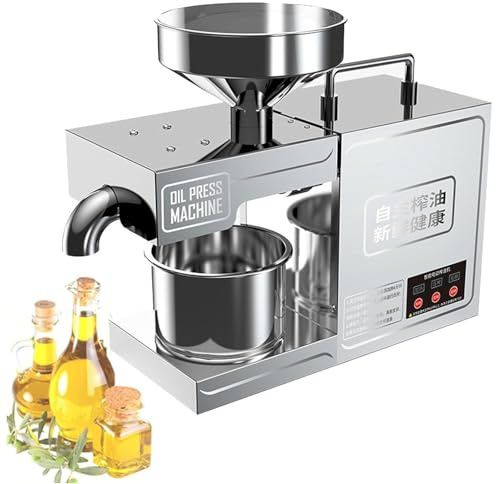 Automatic Oil Press Machine 820W Stainless Steel, Cold/Hot Press Nuts Seeds Oil Extractor, Industrial Oil Presser for Home Commercial Use