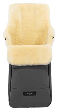 WERNER CHRIST BABY, Lammfell-Fußsack AROSA – warme Buggy, Kinderwagen-Fußsack (Kinder ab 6 bis 36 Monate), medizinisches Fell, in Stone (grau)