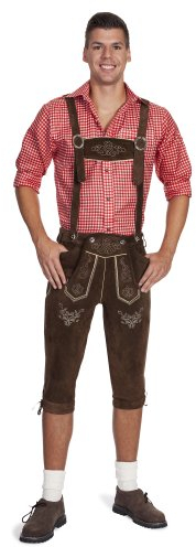 Gaudi-Leathers Herren E100 Trachten Lederhose Dunkelbraun Gr. 46