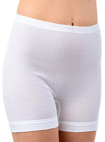 HERMKO 1900 Lot de 4 Culottes Femmes, Longues Jambes, 100% Coton Biologique