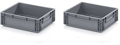 Auer Packaging 2x Eurobehälter-Eurobox 40 x 30 x 12 grau inkl. gratis Zollstock * 2er Set