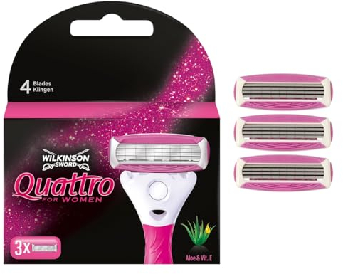 Wilkinson Sword - Rasoio Quattro Quattro For Woman Gold Rose - Pack 3 Lame Di Ricarica Per Donna - 20 Gr