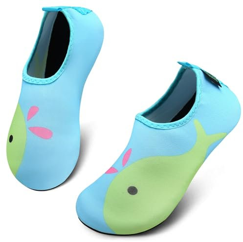 SAGUARO Escarpines Niño Niña Zapatillas para Agua Zapatos de Río Playa Calzado Deportes Acuáticos para Piscina Buceo Surf Natación Nadar Mares Vela Rocas, Verde, 24/25 EU
