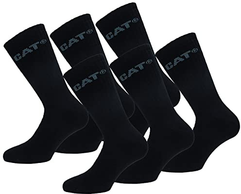 Caterpillar 6 Pares Calcetines Térmicos, Algodón Acrílico, Puntera y Talón Reforzados (Negro, 41-45)
