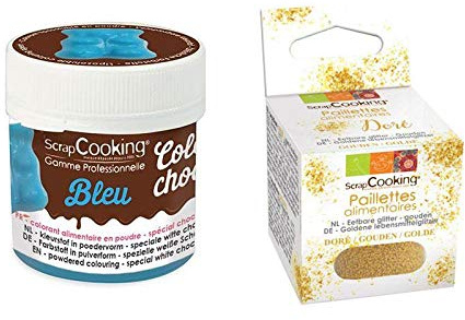 Color'choco Fat-Soluble Food Coloring 5 g Blue + Edible Golden Glitter