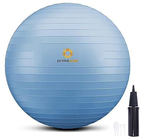 primasole Yoga & Exercise Ball for Balance Stability Fitness Workout Pilates at Home Office & Gym with Inflator Pump (29.5 inch Pale Gray) PSS91NH066A