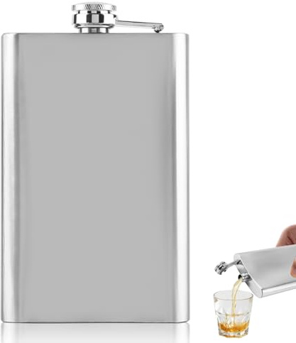 10oz Hip Flask for Men, Leak Proof Stainless Steel Drinking Liquor Flask Pocket Whiskey Alcohol Drinkware Bottle for Party Camping Travel