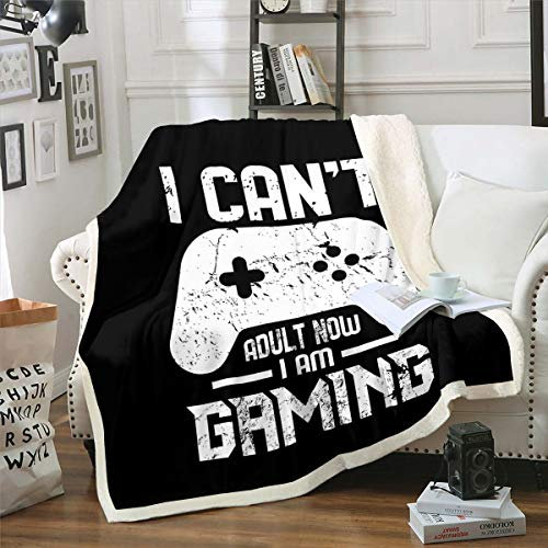 Gamepad Sherpa Blanket Gamer Gaming Fleece Throw Blanket for Kids Boys Girls White Joystick Plush Blanket Modern Game Controller Fuzzy Blanket for Sofa Bed,Baby 30x40 Inch