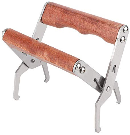 Bienenkorb Rahmen Griff Hive Rahmen Lifter, Hive Rahmen Griff Wabenheber Klammer Edelstahl mit Holzgriff, Imkerei Zange Wabenzieher Zange Bienenwaben Werkzeug für Imker