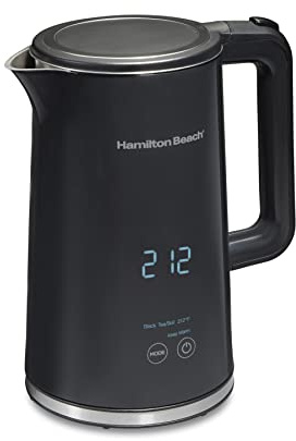 Hamilton Beach Digital Temperature Control Electric Tea Kettle, Hot Water Boiler & Heater 1.7L, 5 Preset Modes + Keep Warm, Fast Boil 1500 Watts, BPA Free, Cool-Touch Exterior, Black (41033)