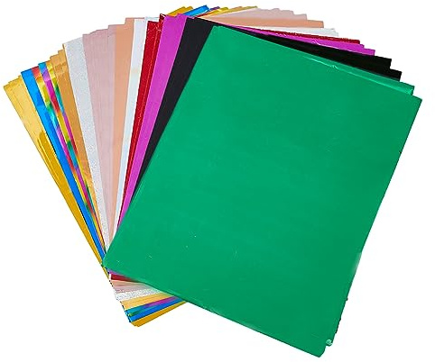 SUPerfINDINGS 60 ark 12 färger A4 värmestämpelpapper varmfolie överföringsark metalliskt värmeöverföringsfoliepapper för foliekopp/värmefoliepenna gör-det-själv hantverk prägling scrapbooking kort