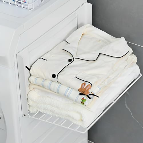 ROLIZOE Magnetic Multi-Purpose Organizer Shelf for Washing Machine Side Storage,Fridge Magnet Organizer Shelf,Towel Storage Rack for Bathroom, Laundry Room Magnetic Folding Shelf（White）