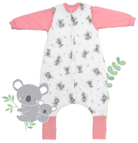 schlummersack Baby Schlafsack mit Füßen und Ärmeln – 1 Tog, 80 cm für Körpergröße 80-90 cm – Atmungsaktiv, verlängerbare Bündchen, Anti-Rutsch, Oeko-Tex zertifiziert, Koala-Design
